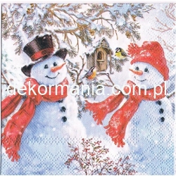 Serwetka -3147- MINI 25x25 cm , wzór 4 krotny , dwa bałwanki